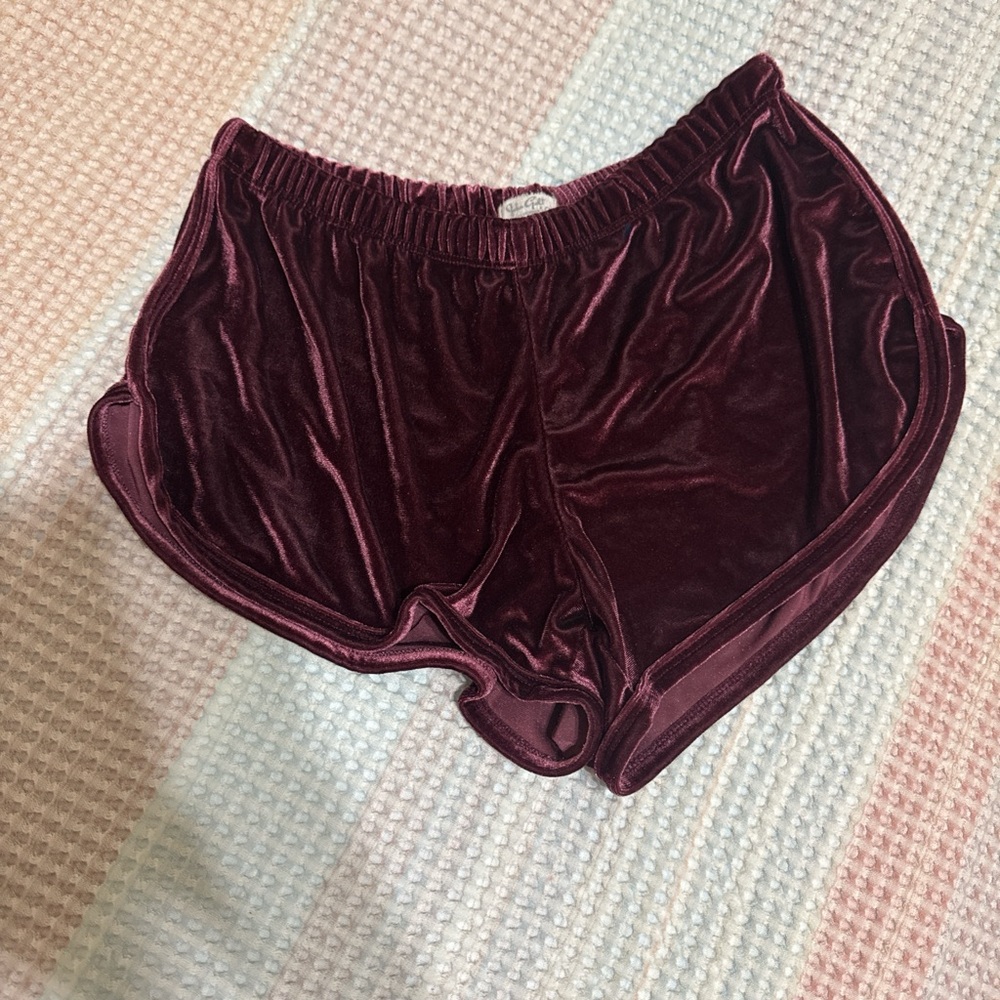 Brandy Melville john galt Velvet Burgundy Shorts